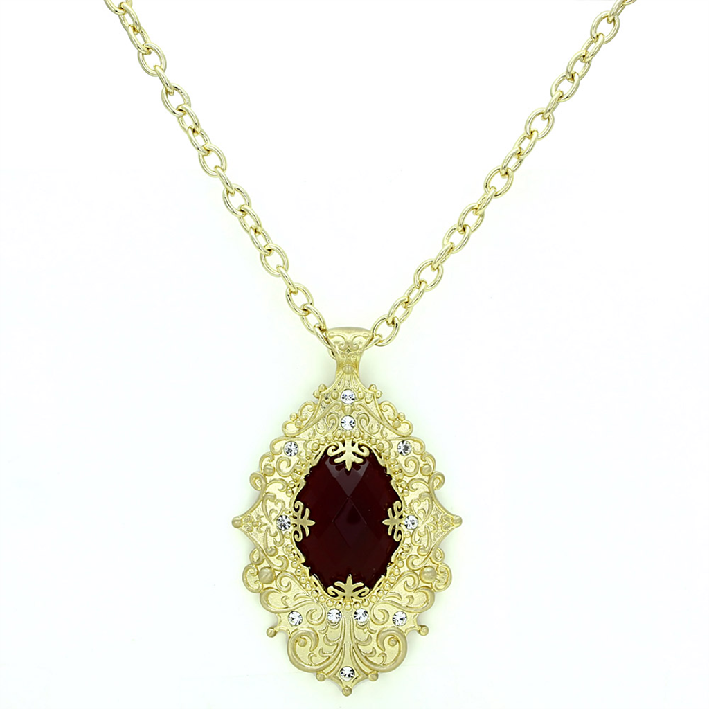 LO3670 - Brass Chain Pendant Gold & Brush Women Synthetic Siam