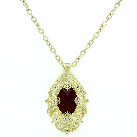LO3670 - Brass Chain Pendant Gold & Brush Women Synthetic Siam