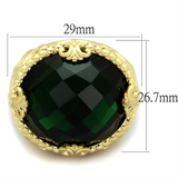 LO3675 - Brass Ring Gold & Brush Women Synthetic Emerald
