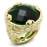 LO3675 - Brass Ring Gold & Brush Women Synthetic Emerald