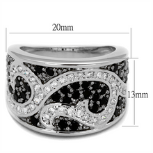 LO3739 - Brass Ring Rhodium + Ruthenium Women AAA Grade CZ Black Diamond