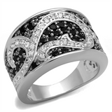 LO3739 - Brass Ring Rhodium + Ruthenium Women AAA Grade CZ Black Diamond