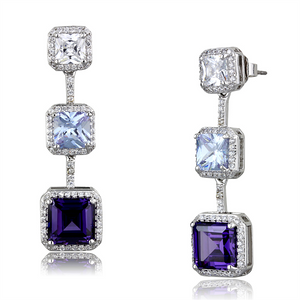 LO3754 - Brass Earrings Rhodium Women AAA Grade CZ Amethyst