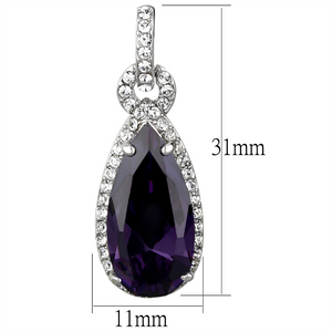 LO3756 - Brass Earrings Rhodium Women AAA Grade CZ Amethyst