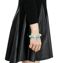 LO3784 - White Metal Bracelet Antique Silver Women Synthetic Turquoise