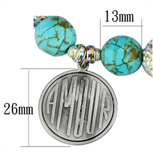LO3784 - White Metal Bracelet Antique Silver Women Synthetic Turquoise