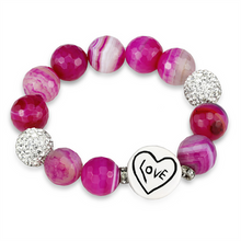 LO3789 - Brass Bracelet Antique Silver Women Synthetic Fuchsia