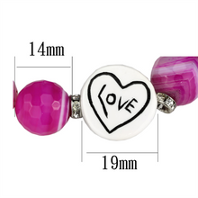 LO3789 - Brass Bracelet Antique Silver Women Synthetic Fuchsia