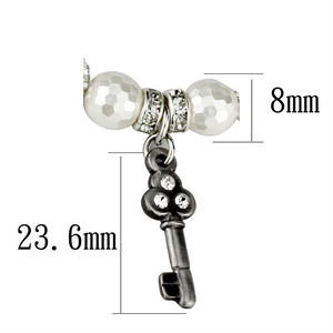 LO3797 - Brass Bracelet Antique Silver Women Synthetic White