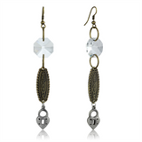 LO3801 - White Metal Earrings Gold+Antique Silver Women Synthetic Clear