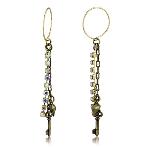 LO3810 - White Metal Earrings Antique Copper Women Top Grade Crystal White AB
