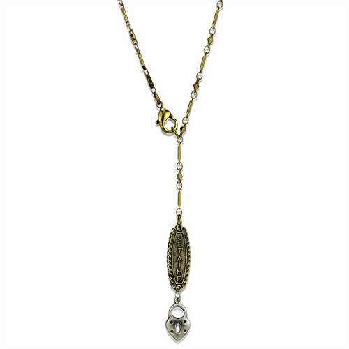 LO3823 - White Metal Chain Pendant Gold+Antique Silver Women No Stone No Stone