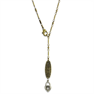 LO3823 - White Metal Chain Pendant Gold+Antique Silver Women No Stone No Stone