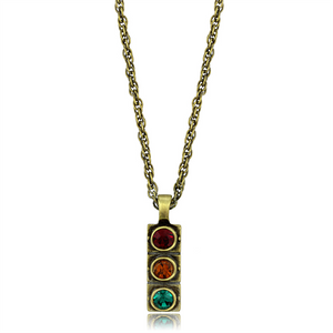LO3836 - Brass Chain Pendant Antique Copper Women Top Grade Crystal Multi Color