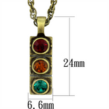 LO3836 - Brass Chain Pendant Antique Copper Women Top Grade Crystal Multi Color