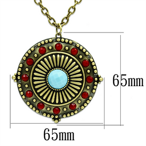 LO3838 - Brass Chain Pendant Antique Copper Women Synthetic Sea Blue