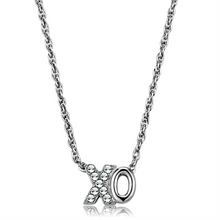 LO3845 - Brass Necklace Rhodium Women Top Grade Crystal Clear
