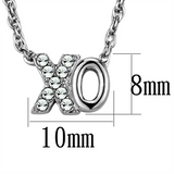 LO3845 - Brass Necklace Rhodium Women Top Grade Crystal Clear
