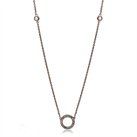 LO3846 - Brass Necklace Rose Gold Women AAA Grade CZ Clear