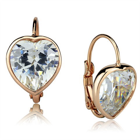 LO3872 - Brass Earrings Rose Gold Women AAA Grade CZ Clear