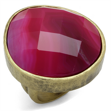 LO3880 - Brass Ring Antique Copper Women Synthetic Fuchsia
