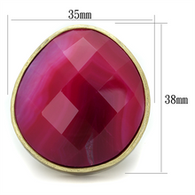 LO3880 - Brass Ring Antique Copper Women Synthetic Fuchsia