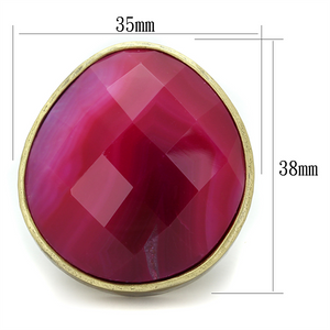 LO3880 - Brass Ring Antique Copper Women Synthetic Fuchsia
