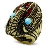 LO3887 - Brass Ring Antique Copper Women Synthetic Sea Blue