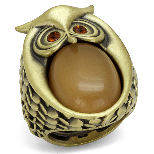LO3888 - Brass Ring Antique Copper Women Synthetic Brown