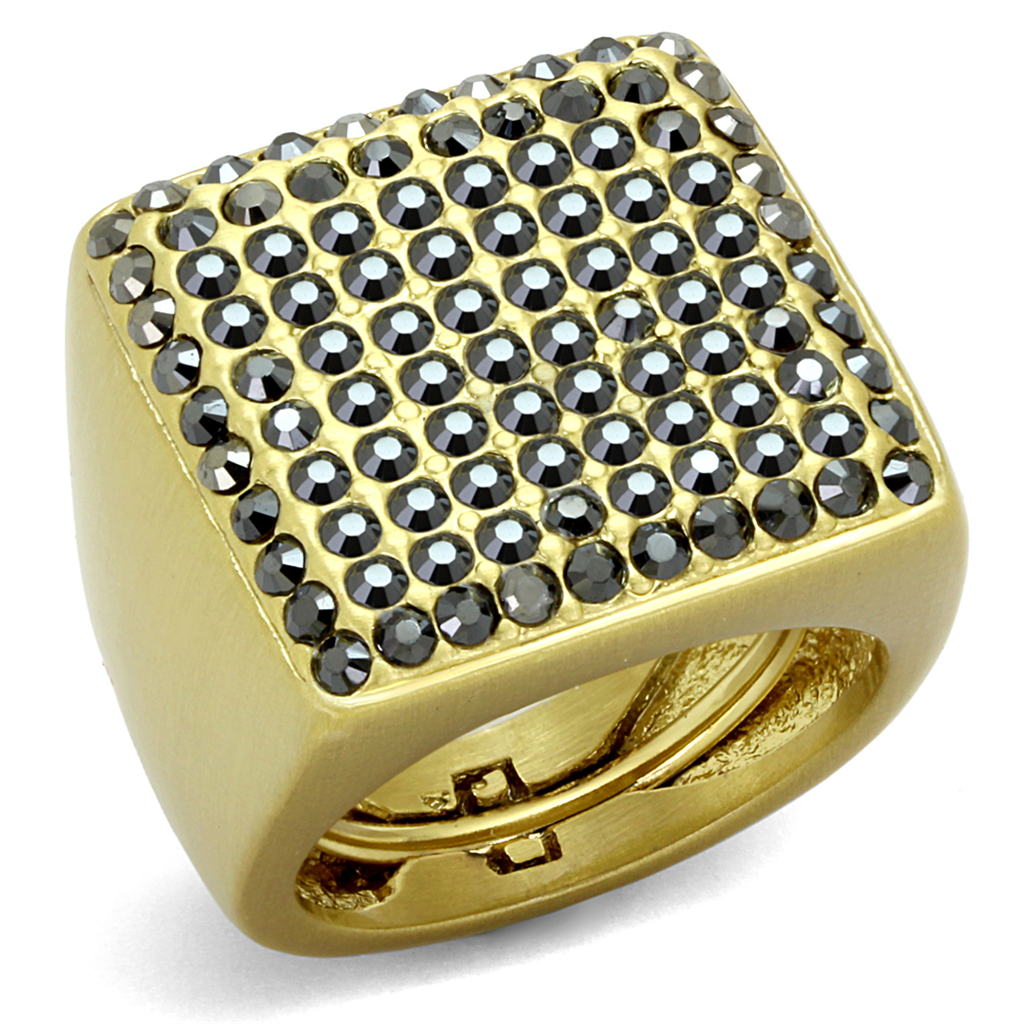 LO3896 - Brass Ring Gold & Brush Women Top Grade Crystal Hematite