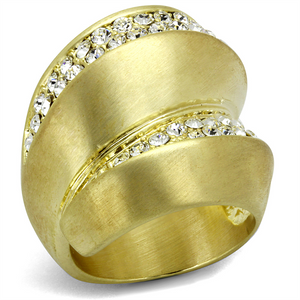 LO3898 - Brass Ring Gold & Brush Women Top Grade Crystal Clear