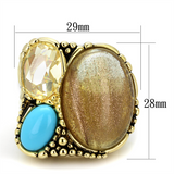 LO3900 - Brass Ring Gold Women Synthetic Topaz