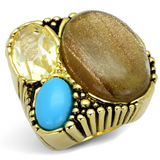 LO3900 - Brass Ring Gold Women Synthetic Topaz