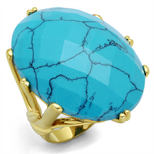 LO3901 - Brass Ring Gold Women Synthetic Turquoise
