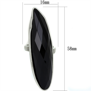 LO3910 - Brass Ring Antique Silver Women Synthetic Jet