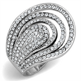 LO3914 - Brass Ring Rhodium Women Top Grade Crystal Clear