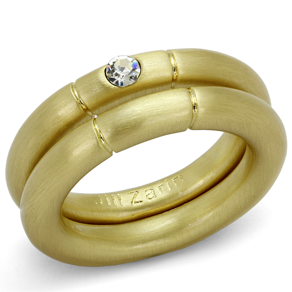 LO3918 - Brass Ring Gold & Brush Women Top Grade Crystal Clear