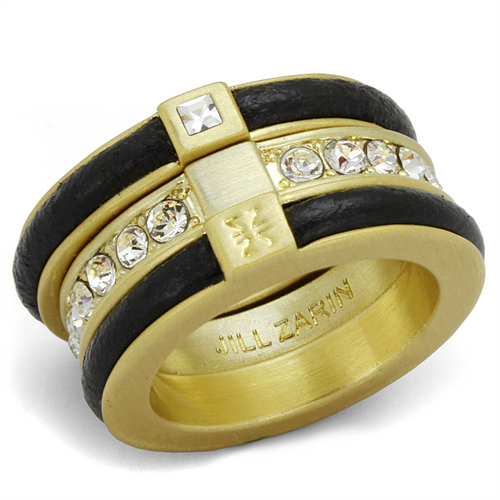 LO3923 - Brass Ring Gold & Brush Women Top Grade Crystal Clear