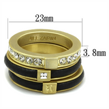 LO3923 - Brass Ring Gold & Brush Women Top Grade Crystal Clear