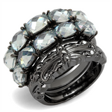 LO3928 - Brass Ring TIN Cobalt Black Women Top Grade Crystal Black Diamond