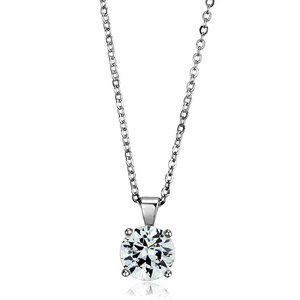 LO3932 - Brass Chain Pendant Rhodium Women AAA Grade CZ Clear