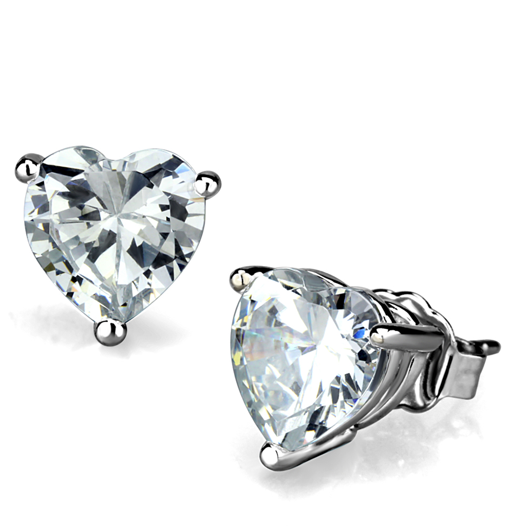 LO3951 - Brass Earrings Rhodium Women AAA Grade CZ Clear