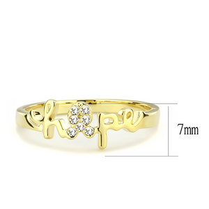 LO3965 - Brass Ring Flash Gold Women Top Grade Crystal Clear