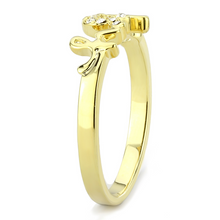 LO3965 - Brass Ring Flash Gold Women Top Grade Crystal Clear