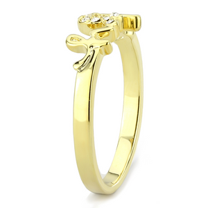 LO3965 - Brass Ring Flash Gold Women Top Grade Crystal Clear