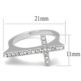 LO3976 - Brass Ring Rhodium Women Top Grade Crystal Clear
