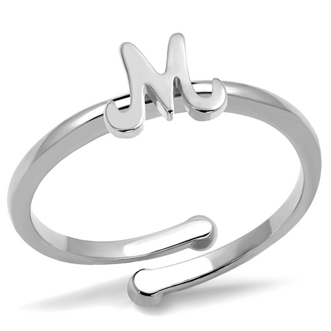 LO3993 - Rhodium Brass Ring with No Stone