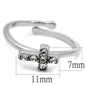 LO4043 - Rhodium Brass Ring with Top Grade Crystal  in Clear