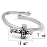 LO4043 - Brass Ring Rhodium Women Top Grade Crystal Clear