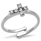 LO4043 - Brass Ring Rhodium Women Top Grade Crystal Clear